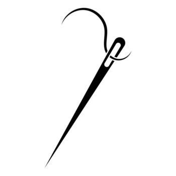 Needle icon. Needle and thread silhouette icon, logo design. Needle icon isolated on white background. Simple illustration. vector