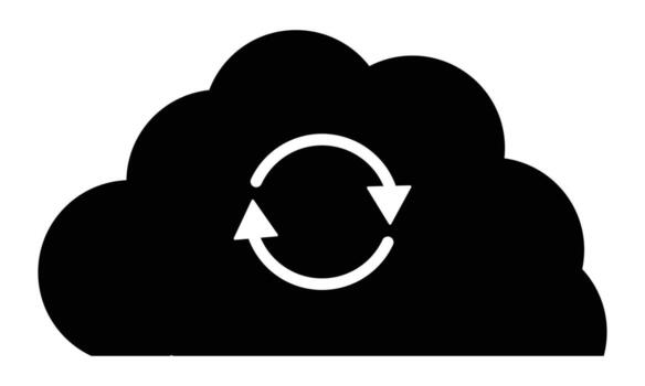 Refresh icon on cloud. Cloud sync or cloud refresh with arrows isolated on white. Try again icon animation. Simple illustration. vector