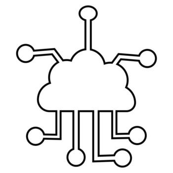 Cloud network icon in line style. Editable stroke cloud network icon on white background. High-tech technology data concept. Simple glyph style. vector