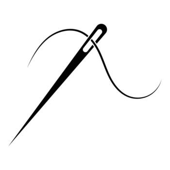 Needle icon. Needle and thread silhouette icon, logo design. Needle icon isolated on white background. Flat illustration. EPS 10 vector