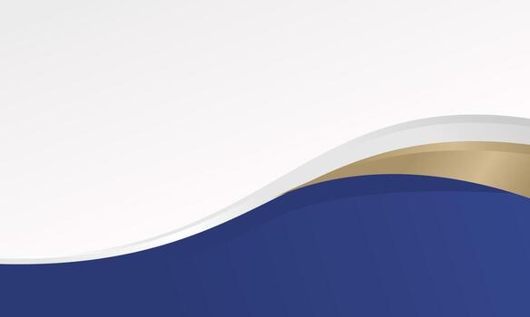 An Abstract and Elegant Blue and White Background with a Gold and Silver Wavy Border Design vector