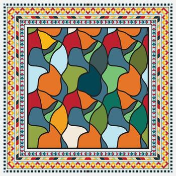 Decorative golden frame scarf design with a flowing and waving print pattern, displayed on a black background for a bold and sophisticated look. vector