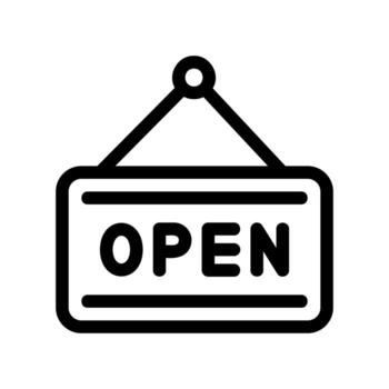 Simple black icon with a theme signage, open vector