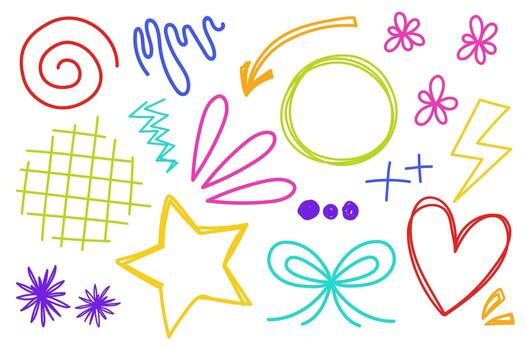 Colorful hand-drawn scribbles creating a playful and vibrant design vector