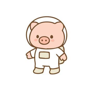 Astronaut Piglet Adorable Pig in Spacesuit vector