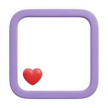 3d hjärta ikon med avrundad fyrkant ram isolerat på transparent bakgrund png