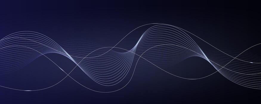 Abstract dark blue wave background with flowing lines vector