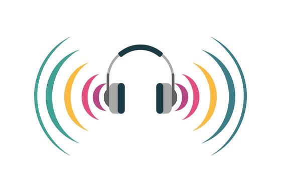 vibrante auriculares icono con sonido olas para música, audio, y comunicación conceptos moderno diseño elemento para creativo proyectos, antecedentes y audio visual conceptos vector