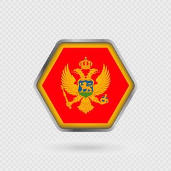 Montenegro flag in a hexagon frame. vector
