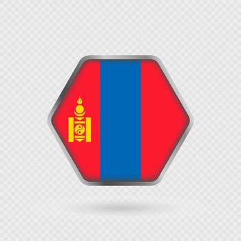 Mongolia flag in a hexagon frame. vector