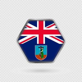 Montserrat flag in a hexagon frame. vector