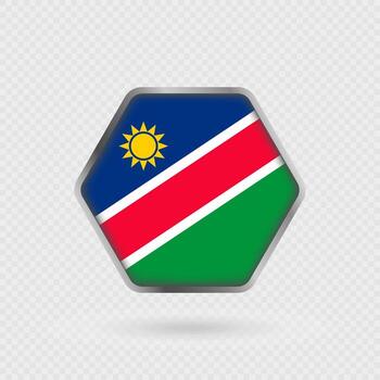 Namibia flag in a hexagon frame. vector