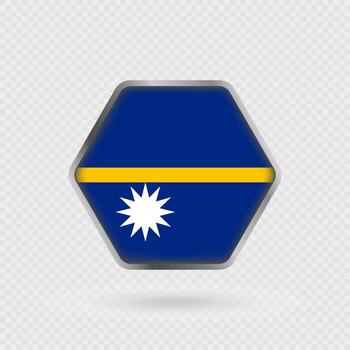 Nauru flag in a hexagon frame. vector