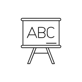 Minimalist Whiteboard Icon Displaying ABC with Stand in White Background vector