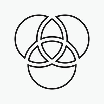 venn diagram, Three-set intersection in a Venn diagram with overlapping circles. vector