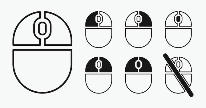 sets Computer mouse icon, illustrating different button presses. simple icon. vector