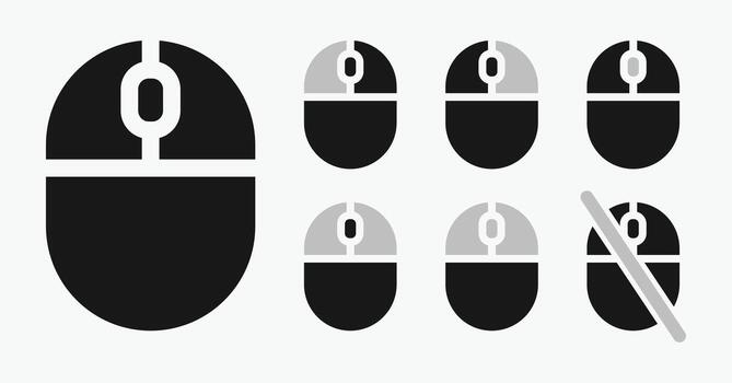 sets Computer mouse icon, illustrating different button presses. vector