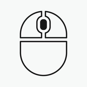 outline scroll Computer mouse icon, illustrating different button presses. vector