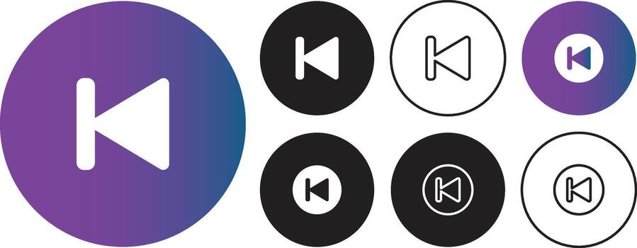 Collection of Previous Button for Music Apps vector