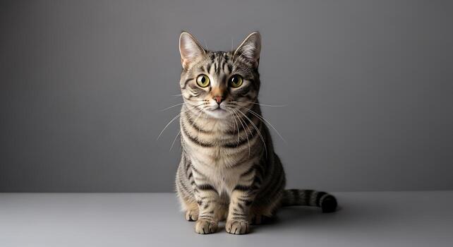 Adorable Cat Posing Naturally in Modern Photography Studio photo