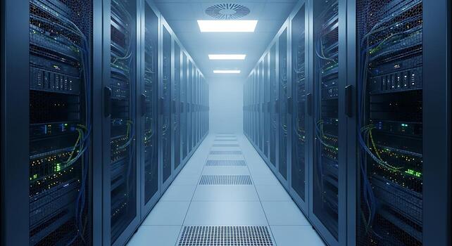 High efficiency cooling system computer server room with advanced racks photo