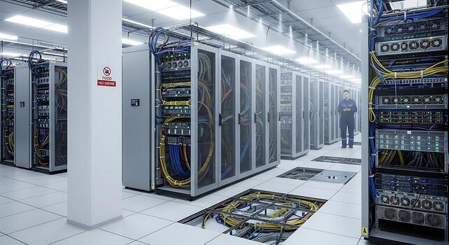 Network security control computer server room with restricted access photo