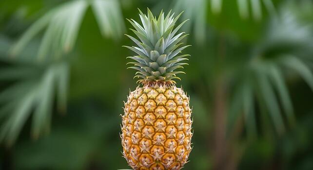 Pineapple placed in ceramic dish with simple elegant background photo
