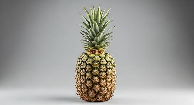 Pineapple arranged with strawberries and kiwi in tropical fruit bowl photo
