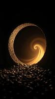 un espiral es mostrado en un oscuro túnel foto