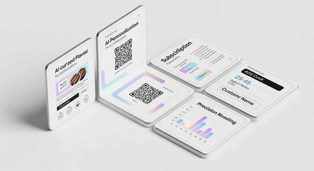 Modern digital identity cards and mobile app featuring qr codes for verification and access photo