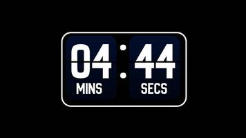 5 Minutes Countdown Timer Flip Clock Animation with Dark Theme video
