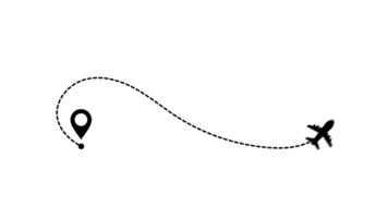 flygplan linje väg animering med två plats stift och streckad linje video