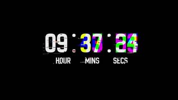 12 Hour Digital Countdown Timer with Glitch and RGB Split Effect video