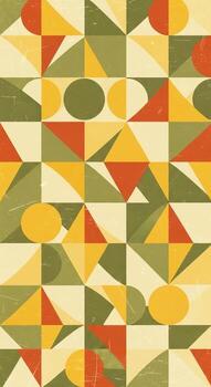 Retro geometric pattern with circles and squares photo