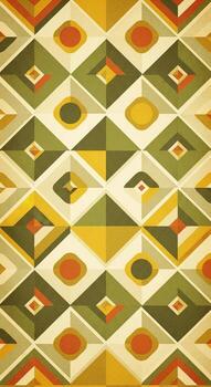 Retro geometric pattern with orange, yellow and green colors photo