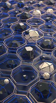 un 3d representación de un hexagonal modelo de metal foto