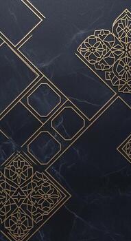 Intricate geometric gold patterns on a dark textured background with a subtle gradient effect photo