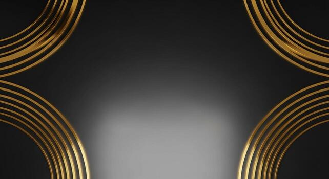 Elegant art deco inspired golden arches against a dark gradient background with subtle spotlight effect photo