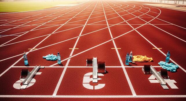 A running track with a number five on it photo