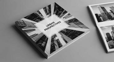 un libro con un negro y blanco foto de un ciudad