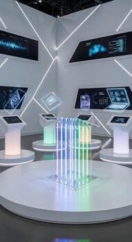 A display with several different colored lights on it photo