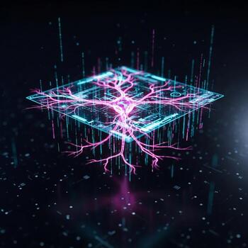 A computer generated image of a computer with a tree photo