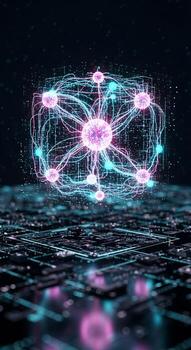 A computer network with a network of nodes photo