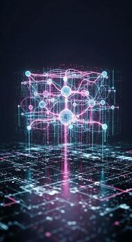 A computer network with a digital tree in the middle photo