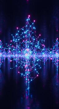 un computadora generado imagen de un árbol con muchos luces foto