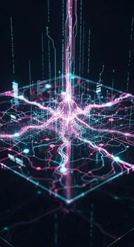 A computer screen with a network of lines and lines photo