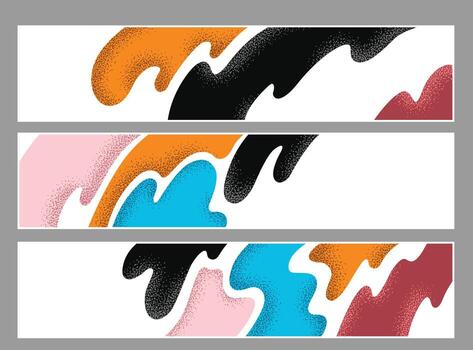 conjunto de Tres moderno resumen pancartas con vistoso fluido formas granoso textura vector