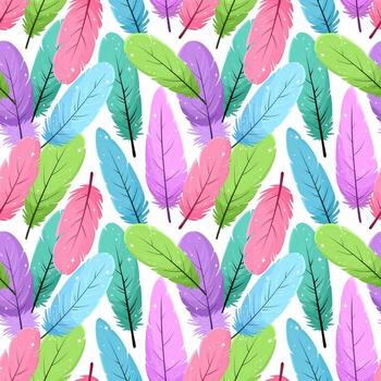 sin costura modelo con vistoso plumas, un hermosa y vibrante impresión para tela o embalaje. plano estilo. vector