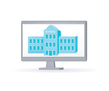 Building schooling concept on computer screen vector