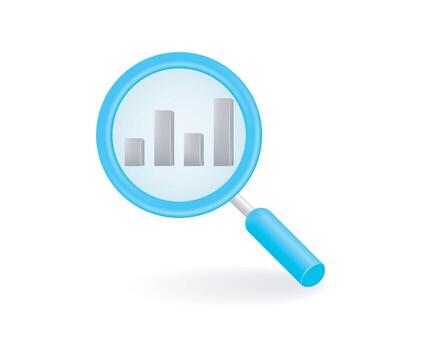 Searching statistics data concept with magnifying glass vector